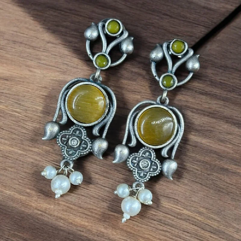 Limited-Stock Jewelry Sale – Once It's Gone, It's Gone Maharani Jewels Oxidised Plated Pota Stone And Pearl Dangler Earrings Limited-Stock Jewelry Sale – Once It's Gone, It's Gone Maharani Jewels Oxidised Plated Pota Stone And Pearl Dangler Earrings