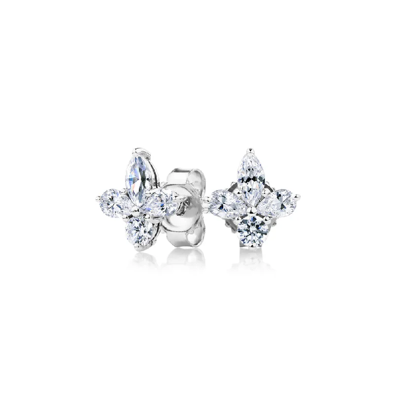 Fashion-Forward Jewelry At Incredible Prices Marquise, Pear and Round Brilliant stud earrings with 0.8 carats* of diamond simulants in 10 carat white gold Fashion-Forward Jewelry At Incredible Prices Marquise, Pear and Round Brilliant stud earrings with 0.8 carats* of diamond simulants in 10 carat white gold