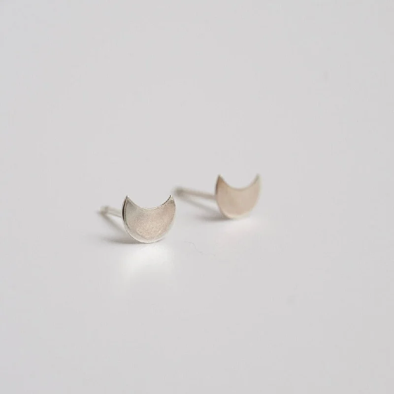 Elegant Rose Gold Jewelry For A Stylish Touch Crescent Moon Stud Earrings in Sterling Silver