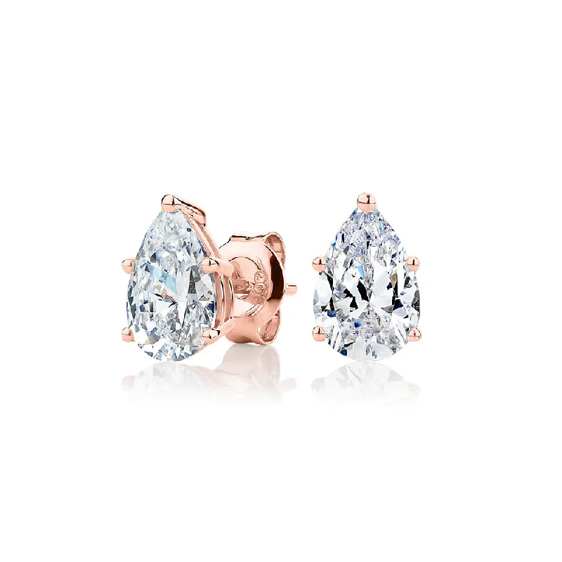 Premium Jewelry At Promotional Prices – Shine Today Pear stud earrings with 2 carats* of diamond simulants in 10 carat rose gold Premium Jewelry At Promotional Prices – Shine Today Pear stud earrings with 2 carats* of diamond simulants in 10 carat rose gold