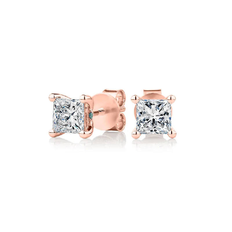 Limited-Time Jewelry Discounts – Shine Without The Splurge Premium Laboratory Created Diamond, 1.40 carat TW princess cut stud earrings in 18 carat rose gold