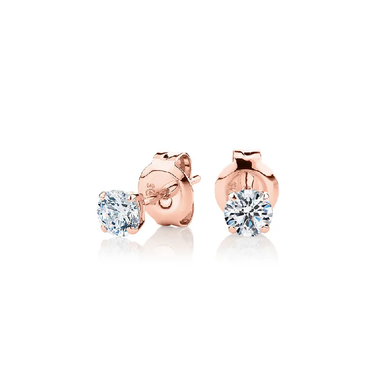 Special Offers On Handcrafted And Designer Jewelry Round Brilliant stud earrings with 0.5 carats* of diamond simulants in 10 carat rose gold Special Offers On Handcrafted And Designer Jewelry Round Brilliant stud earrings with 0.5 carats* of diamond simulants in 10 carat rose gold