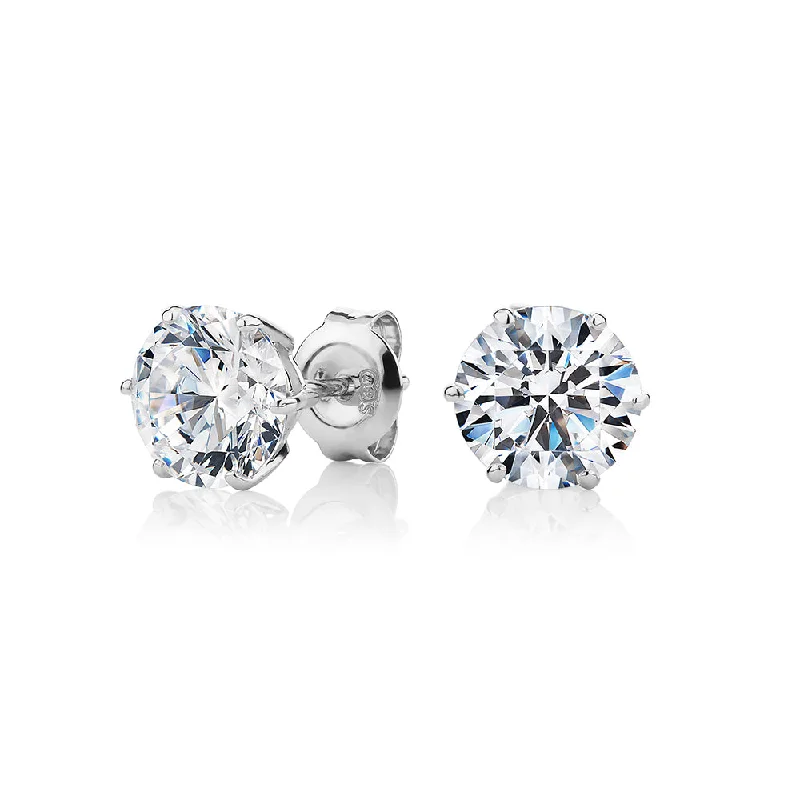 Dainty And Elegant Jewelry Now At Reduced Prices Round Brilliant stud earrings with 3 carats* of diamond simulants in 10 carat white gold Dainty And Elegant Jewelry Now At Reduced Prices Round Brilliant stud earrings with 3 carats* of diamond simulants in 10 carat white gold