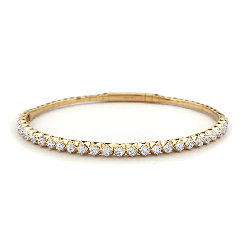 High-Quality Gemstone Jewelry For Special Occasions Pyramid Flex Diamond Half Eternity Bangle