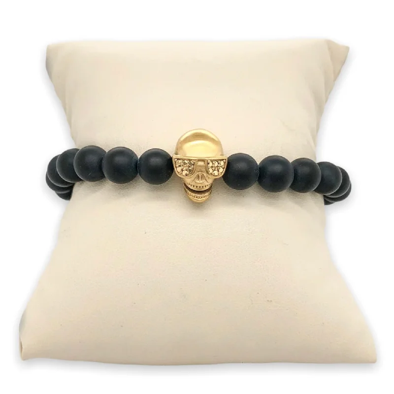Unmissable Jewelry Clearance – Final Reductions YGP Stainless CZ Skull & Onyx Stretch Bead Bracelet Unmissable Jewelry Clearance – Final Reductions YGP Stainless CZ Skull & Onyx Stretch Bead Bracelet