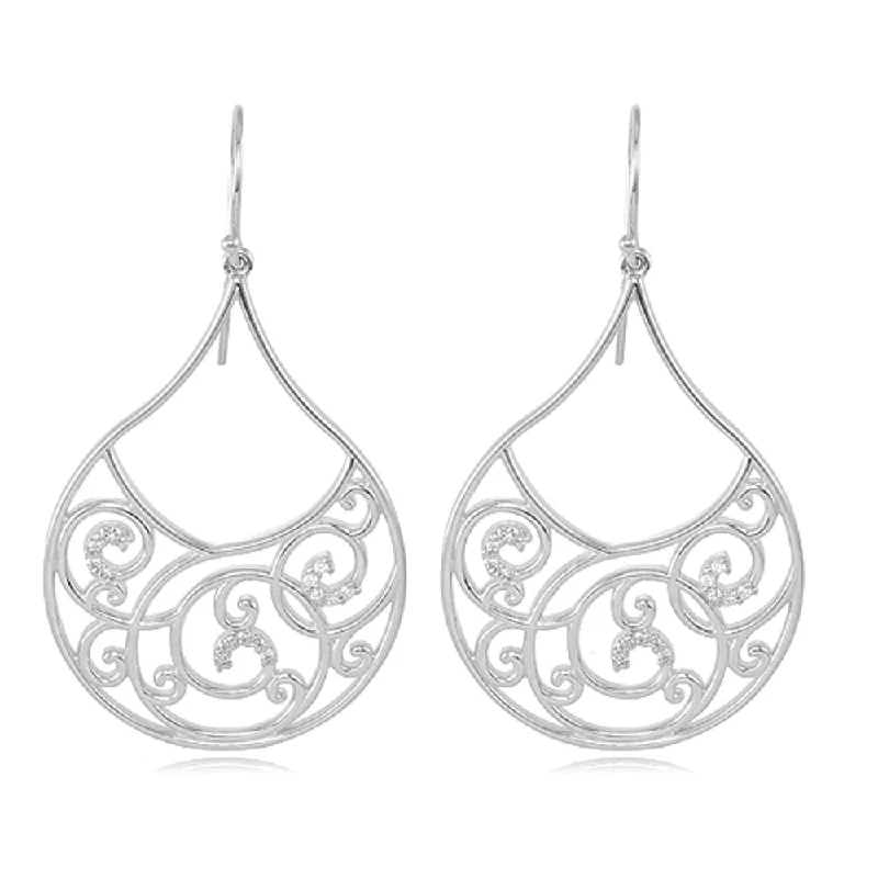Exclusive Gemstone Jewelry At Special Prices 1/4 Carat Vintage Diamond Teardrop Scroll Earrings in Sterling Silver Exclusive Gemstone Jewelry At Special Prices 1/4 Carat Vintage Diamond Teardrop Scroll Earrings in Sterling Silver
