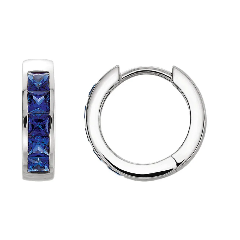 Special Sale On Handcrafted Jewelry – Shop Today 14k White Gold Created Blue Sapphire Hinged Round Hoop Earrings, 14mm Special Sale On Handcrafted Jewelry – Shop Today 14k White Gold Created Blue Sapphire Hinged Round Hoop Earrings, 14mm