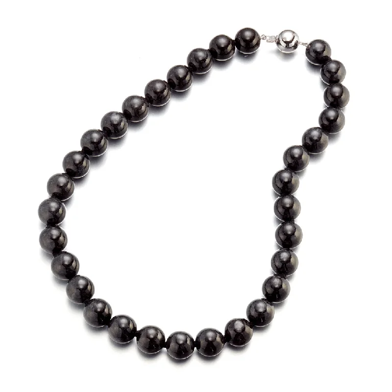 Shop High-Quality Jewelry At Jaw-Dropping Discounts 12.5mm Charcoal Jade Necklace