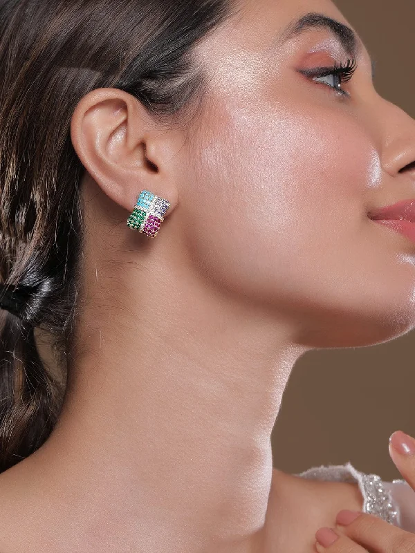 Shop Modern Jewelry Collections With Exclusive Discounts 22k Gold Plated Multicolor Cushion-Cut AD & Cubic Zirconia Stylish Stud Earrings Shop Modern Jewelry Collections With Exclusive Discounts 22k Gold Plated Multicolor Cushion-Cut AD & Cubic Zirconia Stylish Stud Earrings