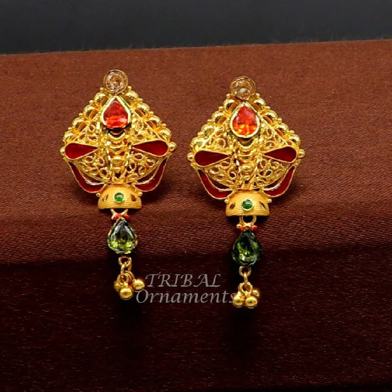Shop Fine Jewelry With Exclusive Savings 22kt or 22ct yellow gold handmade traditional cultural fashionable stud earring amazing filigree work ethnic jewelry er167 Shop Fine Jewelry With Exclusive Savings 22kt or 22ct yellow gold handmade traditional cultural fashionable stud earring amazing filigree work ethnic jewelry er167