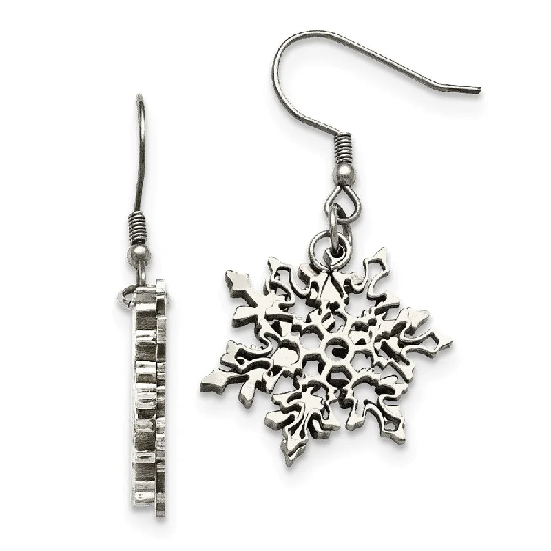 Unmissable Jewelry Sale – Shop Before It's Too Late 22mm Polished Snowflake Dangle Earrings in Stainless Steel Unmissable Jewelry Sale – Shop Before It's Too Late 22mm Polished Snowflake Dangle Earrings in Stainless Steel