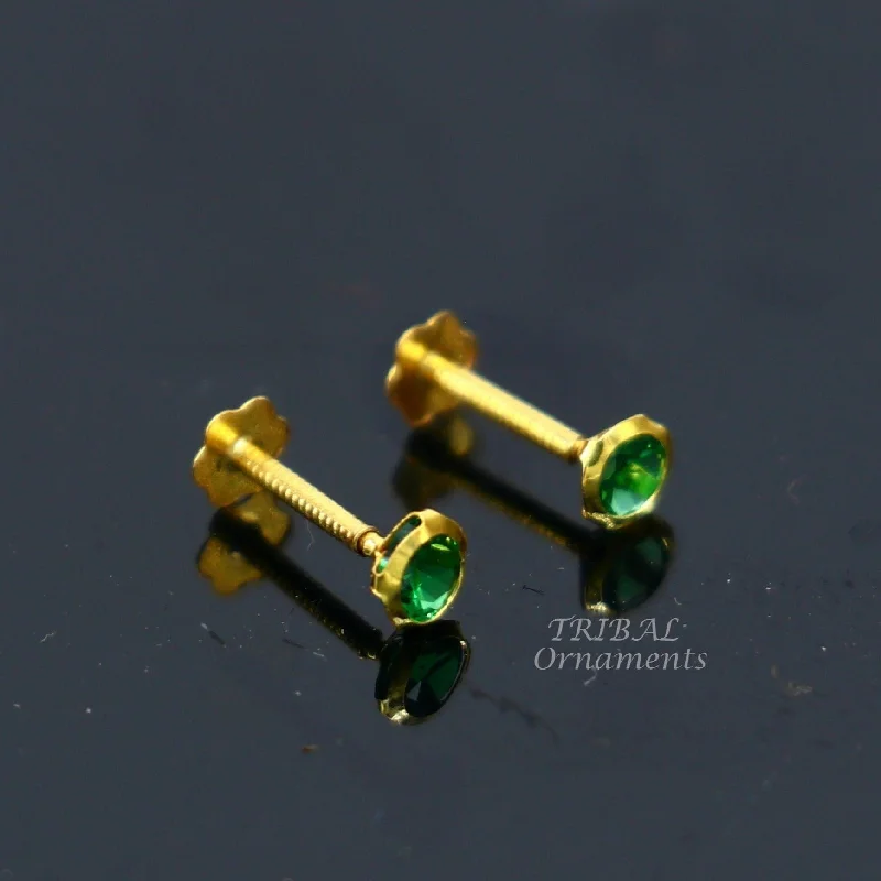 Personalized Jewelry Sale – Meaningful Gifts At Great Prices 3mm 18k yellow gold handmade fabulous green cubic zircon stone excellent antique vintage design stud earrings pair unisex jewelry er156 Personalized Jewelry Sale – Meaningful Gifts At Great Prices 3mm 18k yellow gold handmade fabulous green cubic zircon stone excellent antique vintage design stud earrings pair unisex jewelry er156