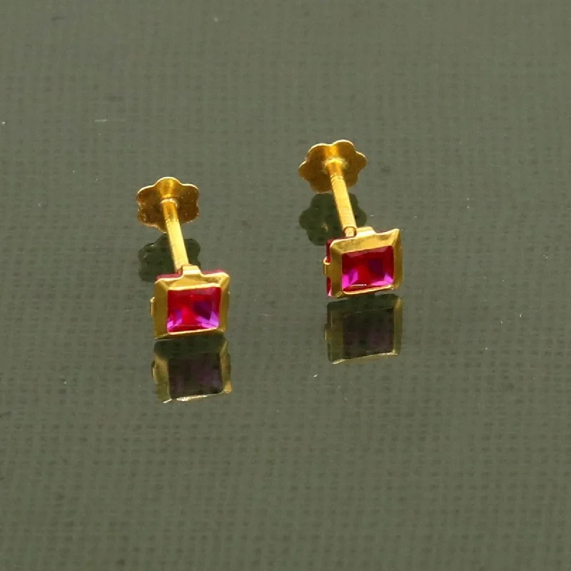 Shop Dazzling Jewelry At The Best Prices 3MM/3.5/4mm single red stone 18kt yellow gold handmade square shape fabulous screw back stud earring or nose in unisex jewelry er122 Shop Dazzling Jewelry At The Best Prices 3MM/3.5/4mm single red stone 18kt yellow gold handmade square shape fabulous screw back stud earring or nose in unisex jewelry er122