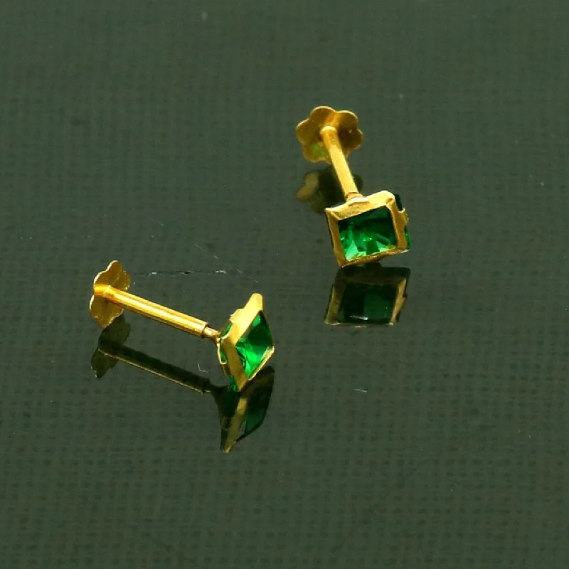 Exclusive Jewelry Sale – Shine For Less 3MM OR 4mm single Green stone 18kt yellow gold handmade square shape fabulous screw back stud earring or nose pin unisex jewelry er121 Exclusive Jewelry Sale – Shine For Less 3MM OR 4mm single Green stone 18kt yellow gold handmade square shape fabulous screw back stud earring or nose pin unisex jewelry er121