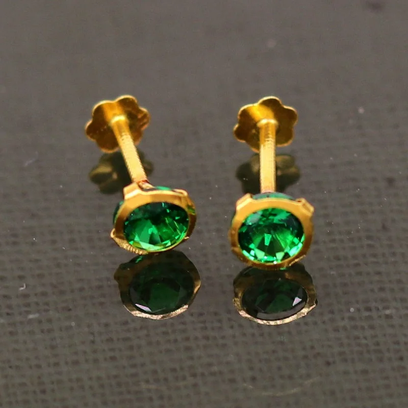 Flash Sale On Exquisite Jewelry – Don't Miss Out 4.2mm 18k yellow gold handmade fabulous green cubic zircon stone excellent antique vintage design stud earrings pair unisex jewelry er113 Flash Sale On Exquisite Jewelry – Don't Miss Out 4.2mm 18k yellow gold handmade fabulous green cubic zircon stone excellent antique vintage design stud earrings pair unisex jewelry er113
