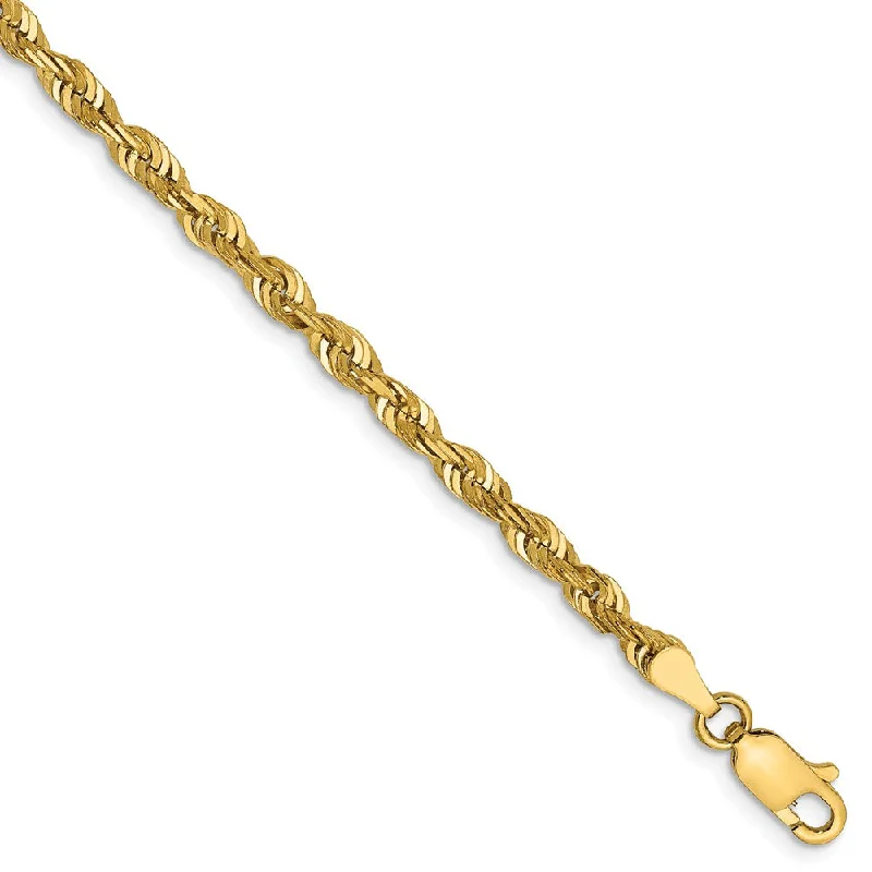 Affordable Elegance – Premium Jewelry At Special Prices 4mm 14k Yellow Gold Diamond Cut Rope Chain Bracelet