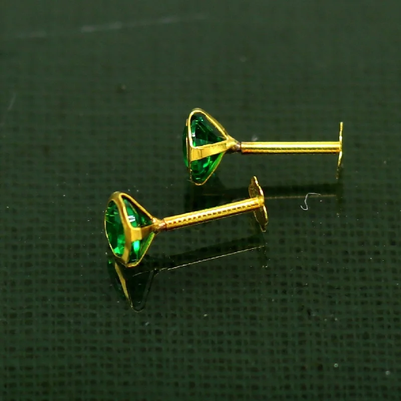 Elegant Jewelry, Exclusive Prices – Shop Now 4mm 18k yellow gold handmade fabulous green cubic zircon stone excellent antique vintage design stud earrings pair unisex jewelry er115 Elegant Jewelry, Exclusive Prices – Shop Now 4mm 18k yellow gold handmade fabulous green cubic zircon stone excellent antique vintage design stud earrings pair unisex jewelry er115