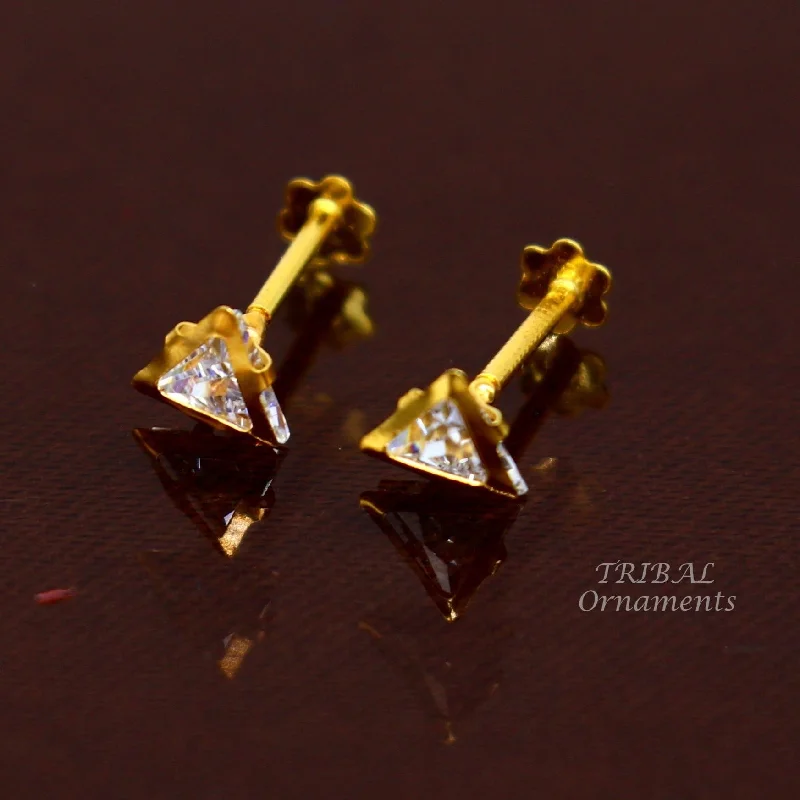 Handcrafted Jewelry Sale – Unique Designs At Low Prices 4mm tiny single white stone handmade 18kt yellow gold combo jewelry we can use as stud or nose stud , baby stud cartilage jewelry er160 Handcrafted Jewelry Sale – Unique Designs At Low Prices 4mm tiny single white stone handmade 18kt yellow gold combo jewelry we can use as stud or nose stud , baby stud cartilage jewelry er160