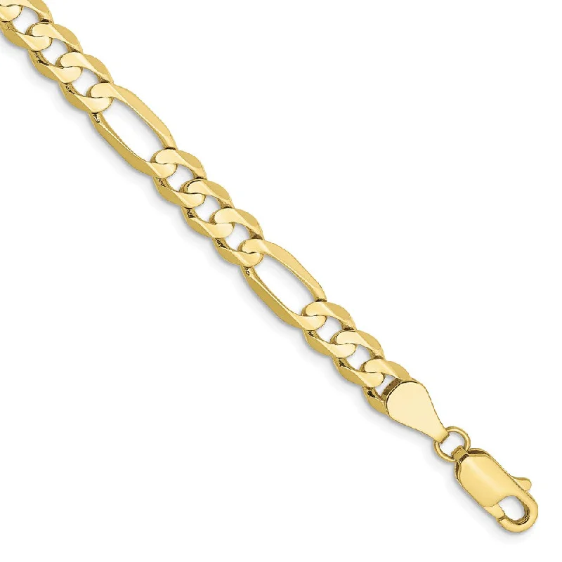 Handmade Pearl Jewelry For Timeless Elegance 5.5mm, 10k Yellow Gold, Concave Figaro Chain Bracelet