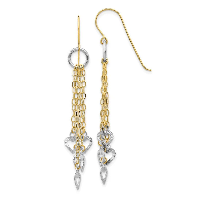 Huge Markdowns On Premium Jewelry Styles 52mm (2 Inch) 14k Two-Tone Gold Circle & Five Heart Dangle Earrings
