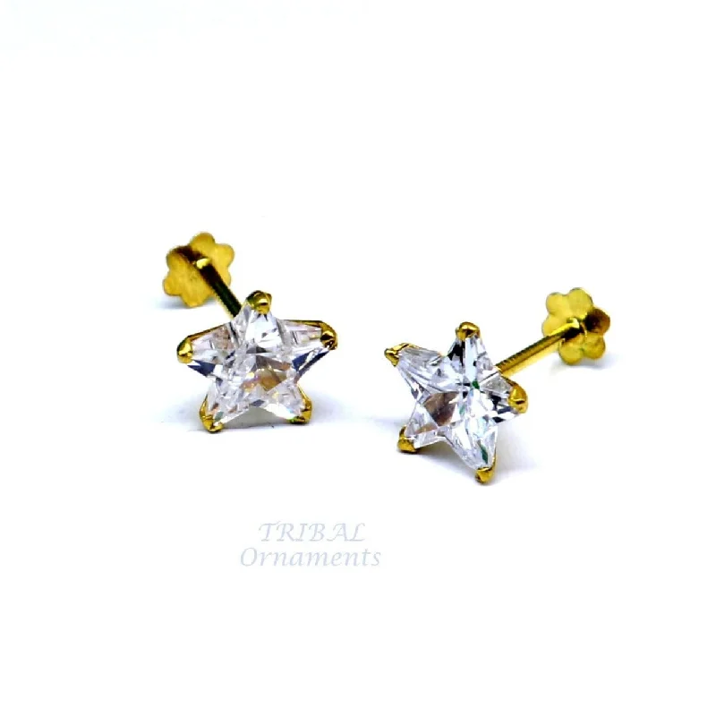 Flash Sale On Stunning Jewelry – Don't Miss Out 6mm 18kt yellow gold handmade single cubic zircon stone back screw star shape stud earring cartilage customized unisex jewelry er145 Flash Sale On Stunning Jewelry – Don't Miss Out 6mm 18kt yellow gold handmade single cubic zircon stone back screw star shape stud earring cartilage customized unisex jewelry er145