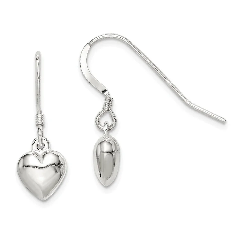 Discounted Jewelry For A Glamorous Look 8mm Puffed Heart Dangle Earrings in Sterling Silver Discounted Jewelry For A Glamorous Look 8mm Puffed Heart Dangle Earrings in Sterling Silver