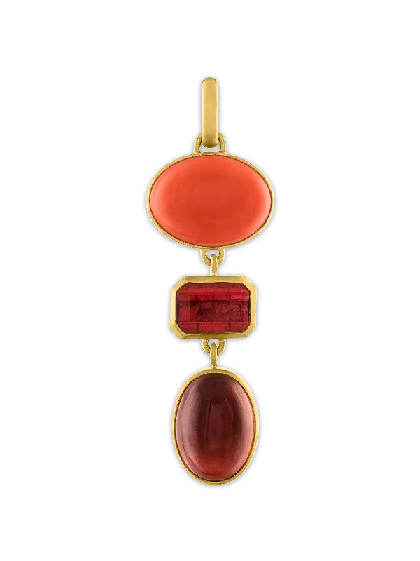 Shop Handcrafted Jewelry At Special Promotional Rates Antique Coral and Pink Tourmaline Pillar Pendant