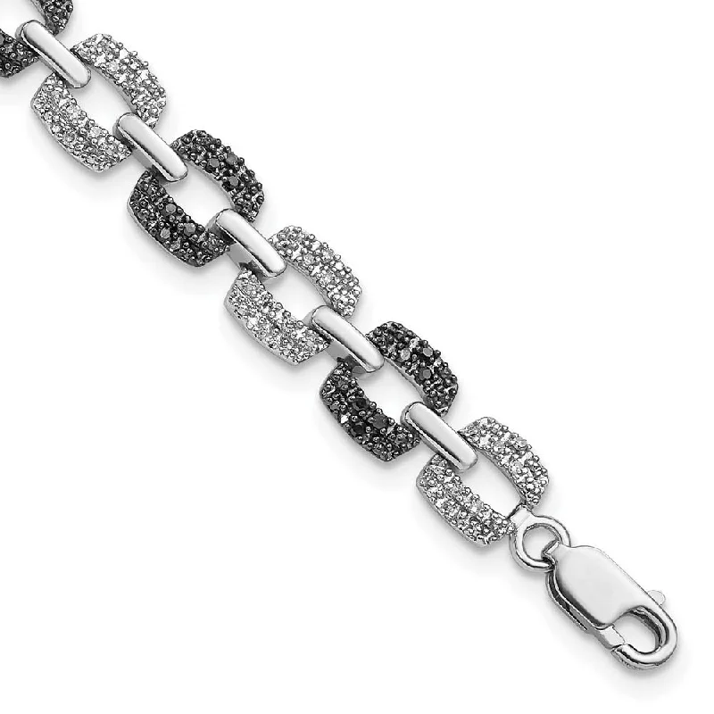 Chic And Stylish Jewelry At Exclusive Prices Black & White Diamond 7mm Square Link Bracelet in Sterling Silver Chic And Stylish Jewelry At Exclusive Prices Black & White Diamond 7mm Square Link Bracelet in Sterling Silver