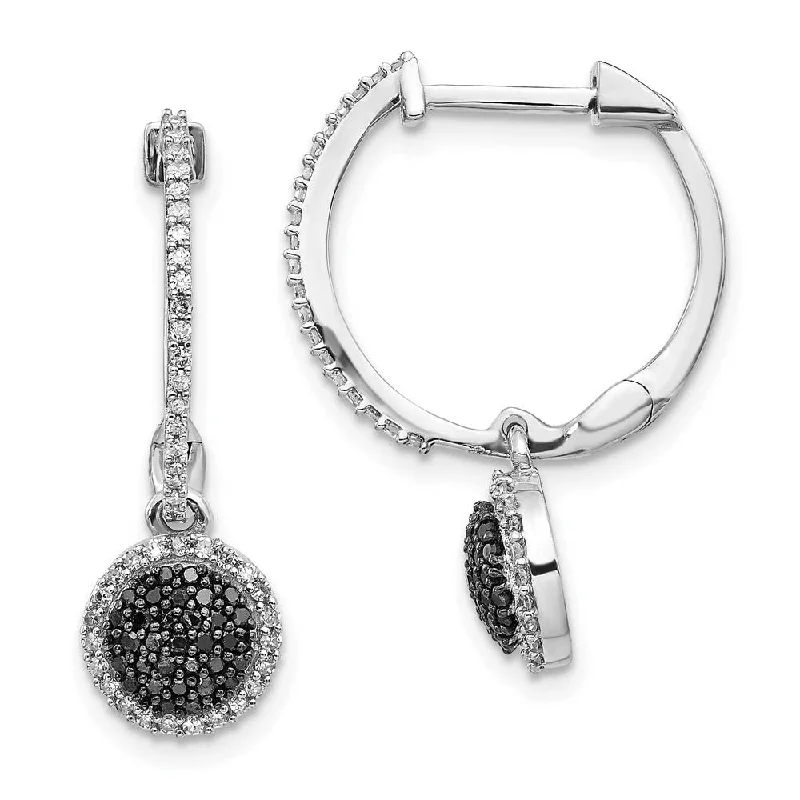 Fine Jewelry, Limited-Time Offers Available Black & White Diamond 8mm Round Dangle Hinged Hoops in Sterling Silver Fine Jewelry, Limited-Time Offers Available Black & White Diamond 8mm Round Dangle Hinged Hoops in Sterling Silver