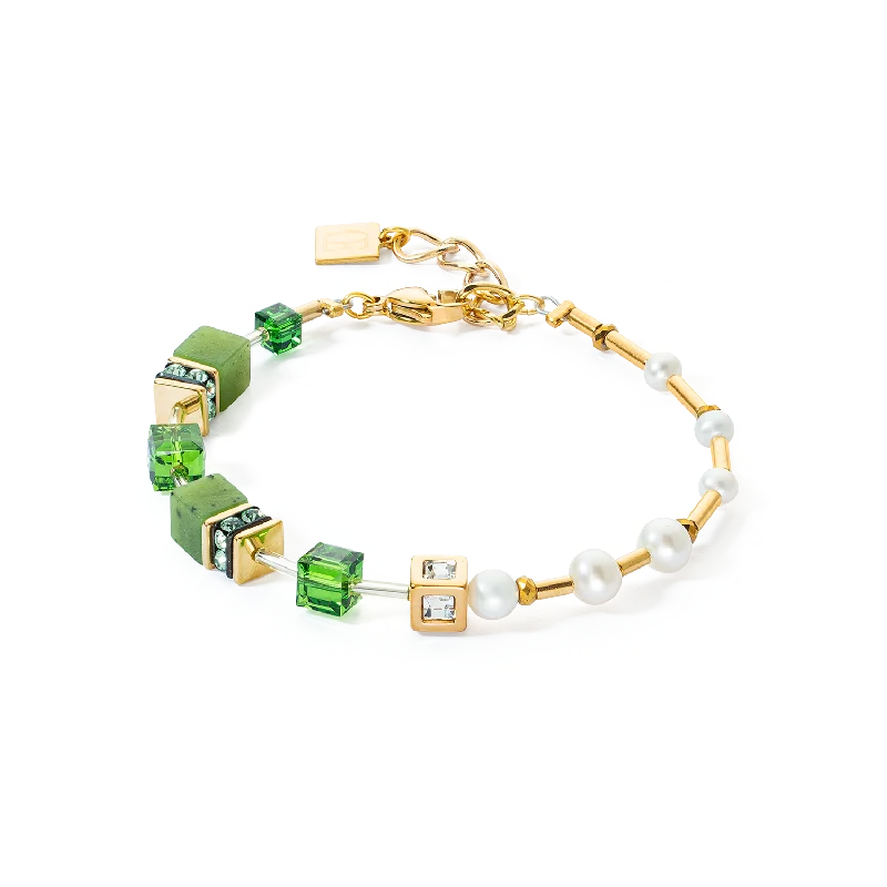 Elegant Rose Gold Jewelry For A Stylish Touch Bracelet GeoCUBE® Fusion Precious Pearl Mix gold-green Elegant Rose Gold Jewelry For A Stylish Touch Bracelet GeoCUBE® Fusion Precious Pearl Mix gold-green