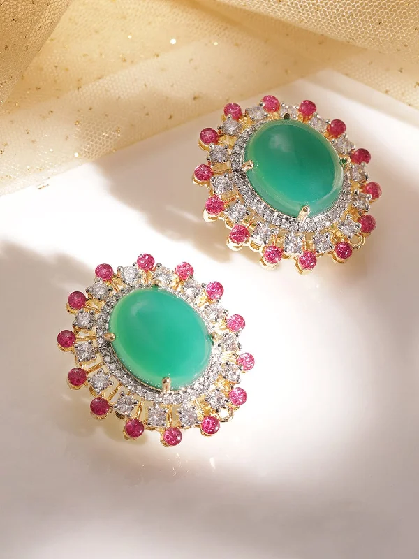 Final Call – Shop Exquisite Jewelry Before It's Gone Rubans Dazzling Demeanor AD-Studded Gold-Tone Demi-Fine Earrings for Modern Glam Final Call – Shop Exquisite Jewelry Before It's Gone Rubans Dazzling Demeanor AD-Studded Gold-Tone Demi-Fine Earrings for Modern Glam
