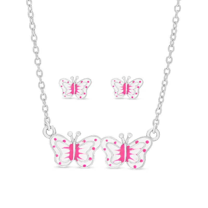 Delicate Crystal Jewelry For Sophisticated Charm Double Butterfly Necklace and Earrings Set Delicate Crystal Jewelry For Sophisticated Charm Double Butterfly Necklace and Earrings Set