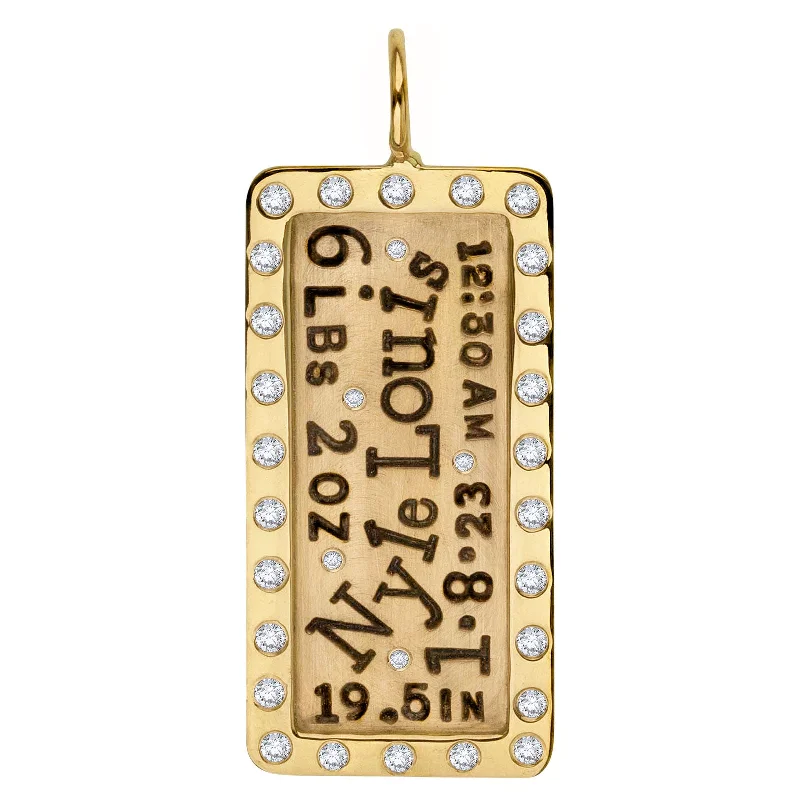 Seasonal Jewelry Clearance – Best Styles At The Lowest Prices Gold Baby Stats Wide Frame ID Tag Seasonal Jewelry Clearance – Best Styles At The Lowest Prices Gold Baby Stats Wide Frame ID Tag