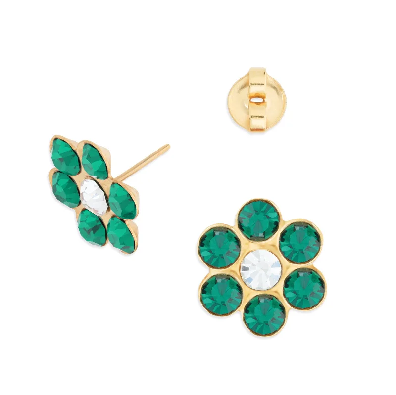 Bohemian-Inspired Jewelry For Free-Spirited Fashion Green Zirconia Flower Stud Earrings Bohemian-Inspired Jewelry For Free-Spirited Fashion Green Zirconia Flower Stud Earrings