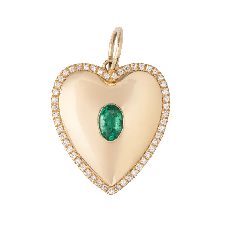 Special Deals On Handcrafted And Designer Jewelry Heart Charm with Oval Emerald Center Special Deals On Handcrafted And Designer Jewelry Heart Charm with Oval Emerald Center
