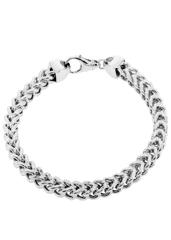 Exclusive Jewelry Sale – Shine For Less Semi Solid Mens Franco Bracelet 10K/14K White Gold Exclusive Jewelry Sale – Shine For Less Semi Solid Mens Franco Bracelet 10K/14K White Gold