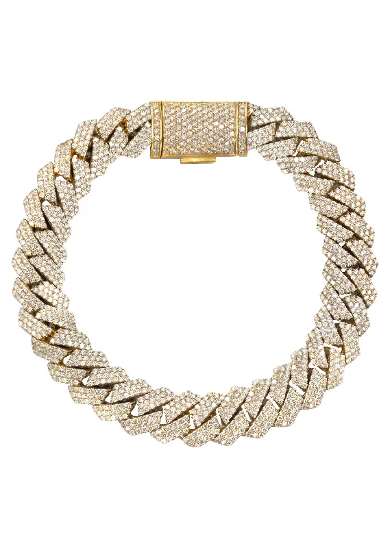 Limited-Time Offer On Elegant Jewelry Pieces Iced Out Diamond Prong Cuban Link Yellow Gold Bracelet 10K/14K Limited-Time Offer On Elegant Jewelry Pieces Iced Out Diamond Prong Cuban Link Yellow Gold Bracelet 10K/14K