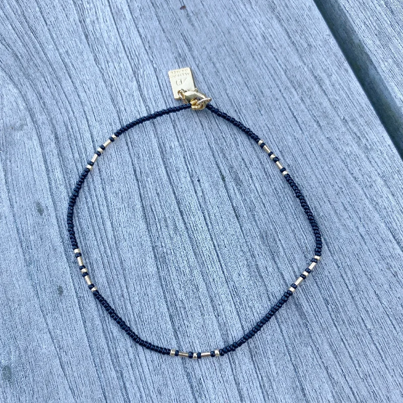 Grab Exquisite Jewelry At The Lowest Prices JARA BLACK + GOLD BEADED ANKLET