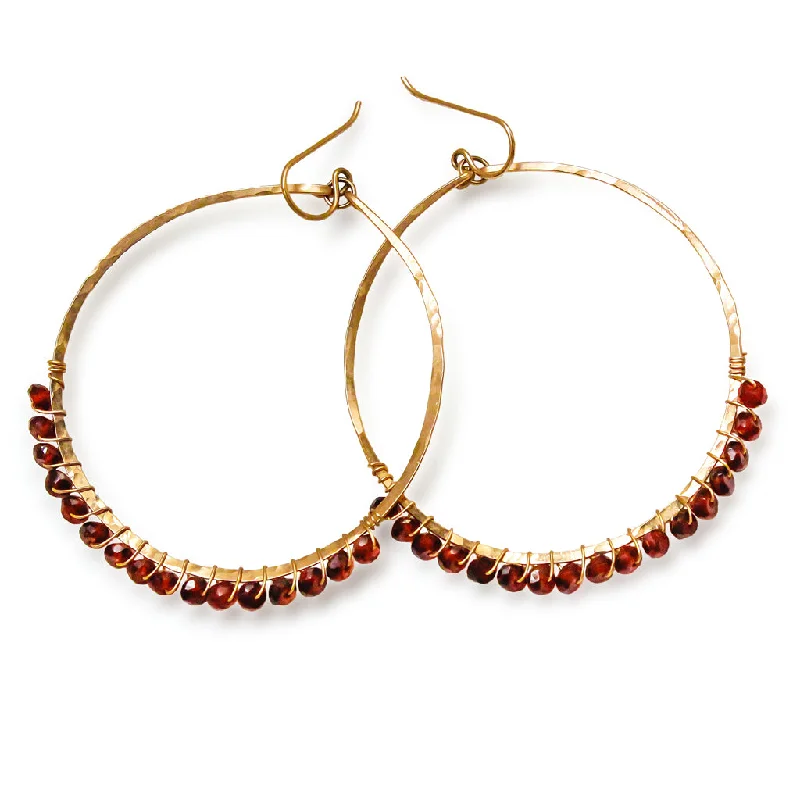 Sparkle More For Less – Jewelry Sale Happening Now Large Hoop Gemstone Earrings - Garnet Sparkle More For Less – Jewelry Sale Happening Now Large Hoop Gemstone Earrings - Garnet