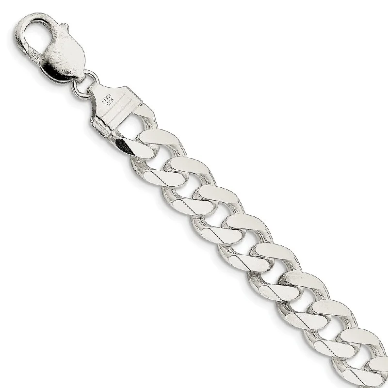 Sparkle In Style With Our Best Jewelry Deals Men's 11mm, Sterling Silver Solid Flat Curb Chain Bracelet