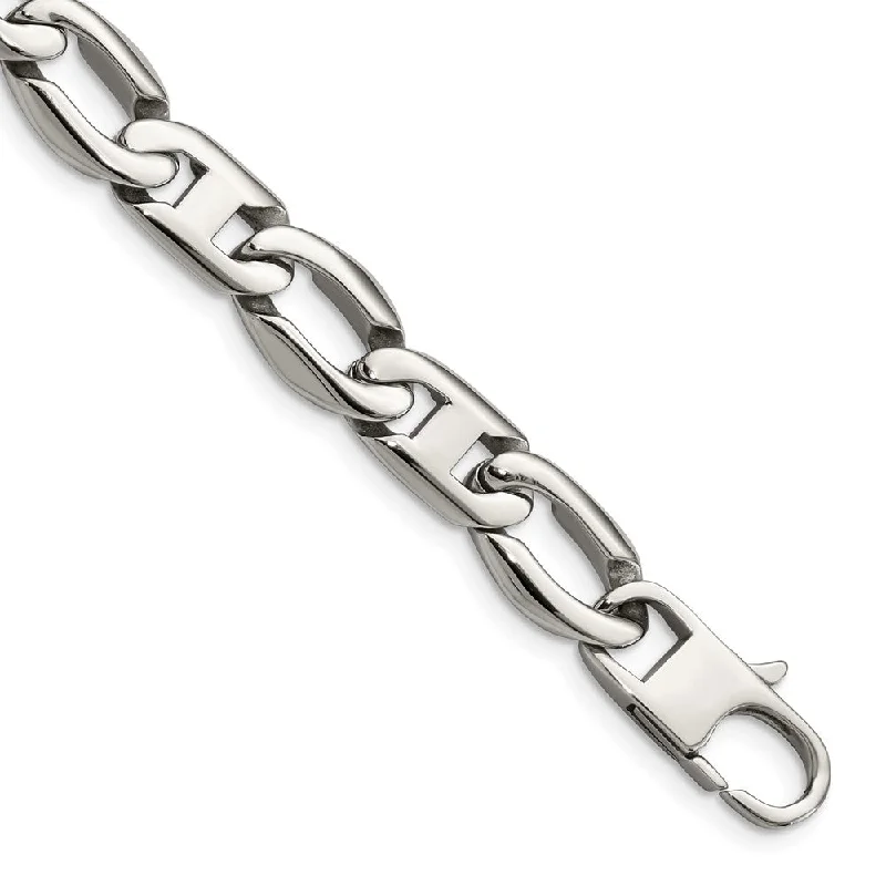 Sparkle For Less – Shop Jewelry Deals Now Men's 12mm Stainless Steel Fancy Anchor Chain Bracelet, 8.5 Inch