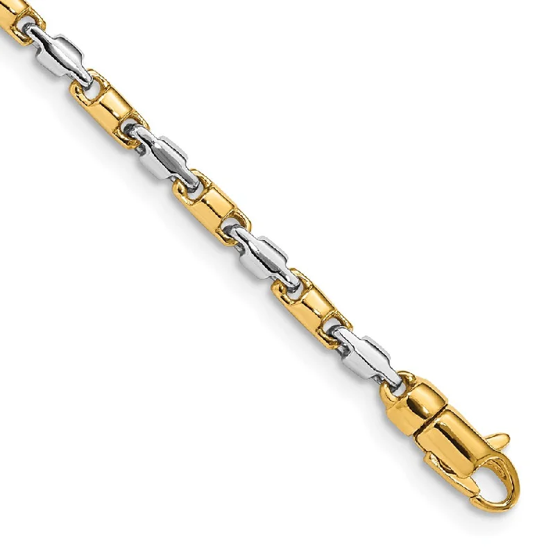 Chic And Stylish Jewelry At Discounted Prices Mens 14k White & Yellow Gold, 2.5mm Fancy Link Chain Bracelet