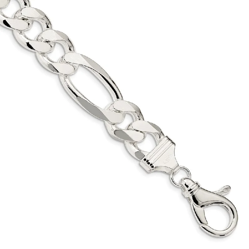 Upgrade Your Collection With Our Limited-Time Jewelry Sale Men's 15mm, Sterling Silver, Solid Figaro Chain Bracelet