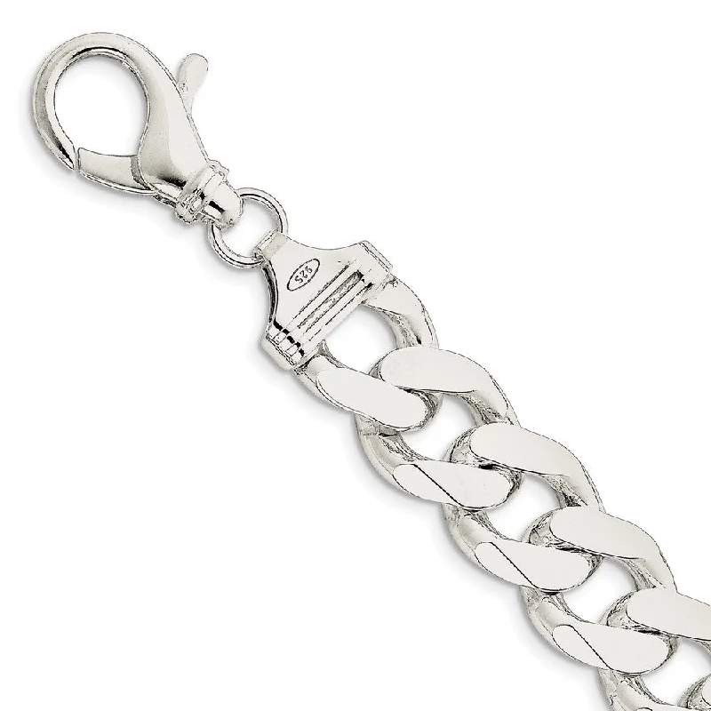 Premium Jewelry At Promotional Prices – Shine Today Mens 16.2mm Sterling Silver Solid Flat Curb Chain Bracelet