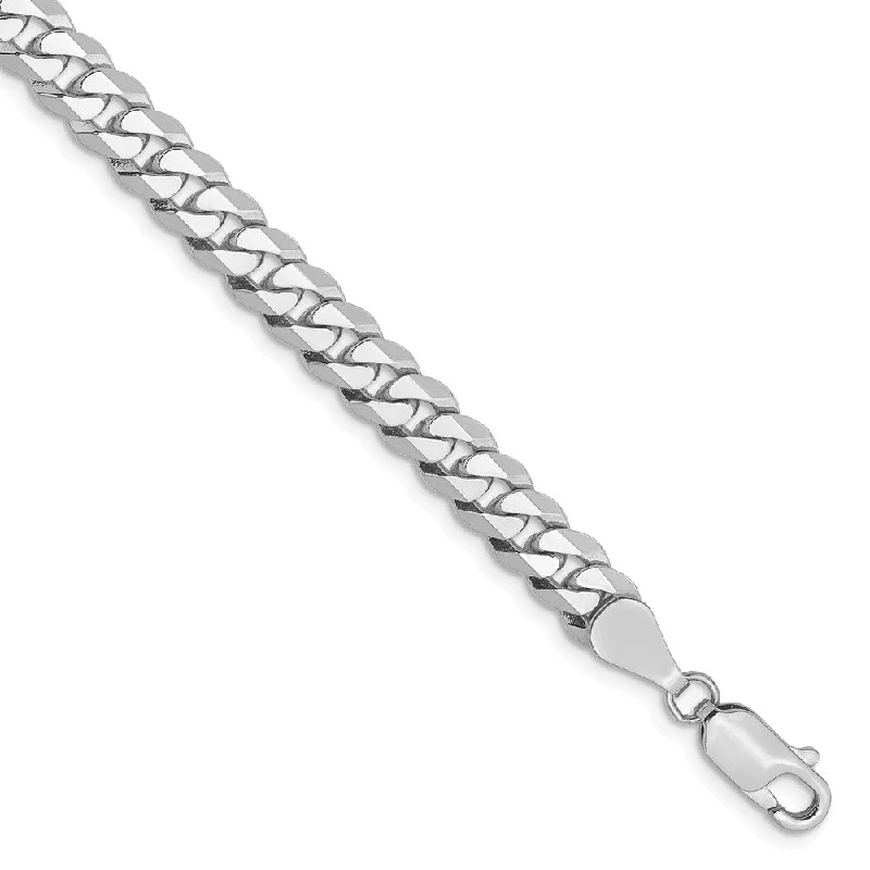 High-End Sparkle, Low-End Prices – Shop Now Men's 5.75mm, 14k White Gold, Flat Beveled Curb Chain Bracelet