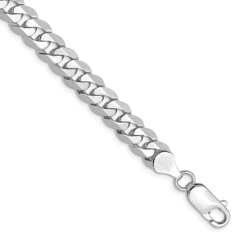 Affordable Glamour – Premium Jewelry For Less Men's 7.25mm 14k White Gold Solid Beveled Curb Chain Bracelet Affordable Glamour – Premium Jewelry For Less Men's 7.25mm 14k White Gold Solid Beveled Curb Chain Bracelet