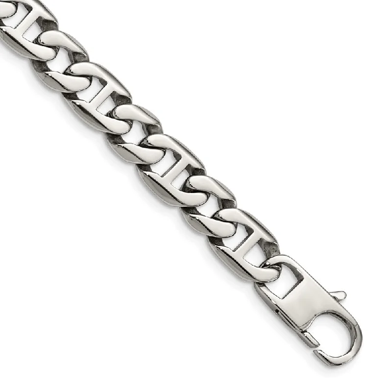 Your Dream Jewelry At Dream Prices – Shop Now Men's 9mm Stainless Steel Oval and Anchor Chain Bracelet, 8.25 Inch
