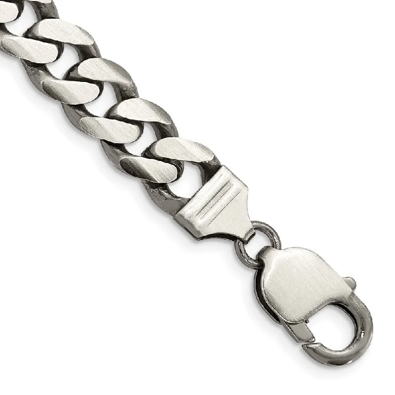 Exclusive Savings On Timeless Jewelry Pieces Men's 9mm Sterling Silver Solid Antiqued Flat Curb Chain Bracelet