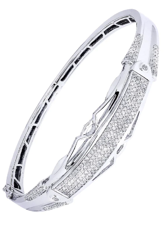 Unmissable Jewelry Clearance – Final Reductions Mens Diamond Bangle White Gold| 1.76 Carats| 26.69 Grams