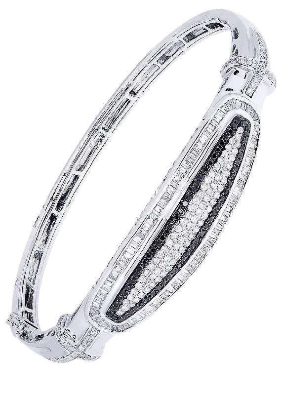 Classic And Modern Jewelry Styles On Sale Mens Diamond Bangle White Gold| 2.25 Carats| 29.31 Grams